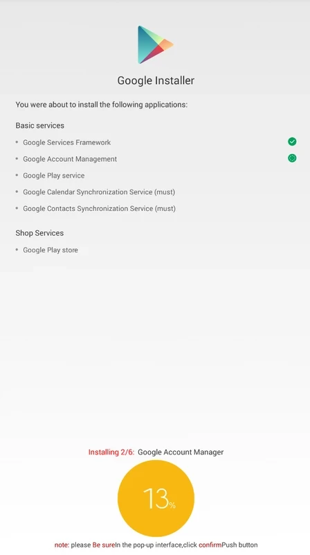 Google Installer — skærmbillede 2